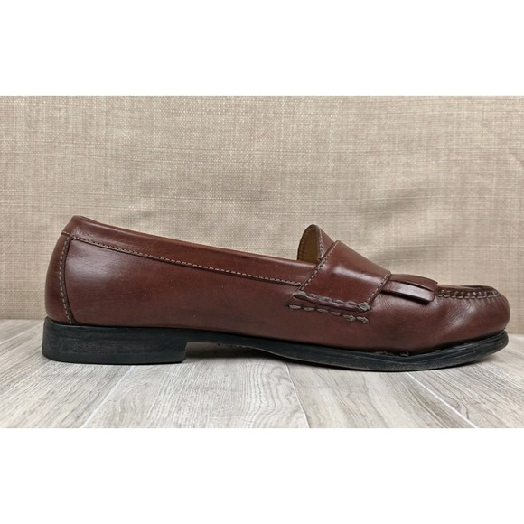 Vintage Cole Haan Men\'s Kiltie Monk Strap Fringe Brown Dress Shoes Loafers 11 D main image 7
